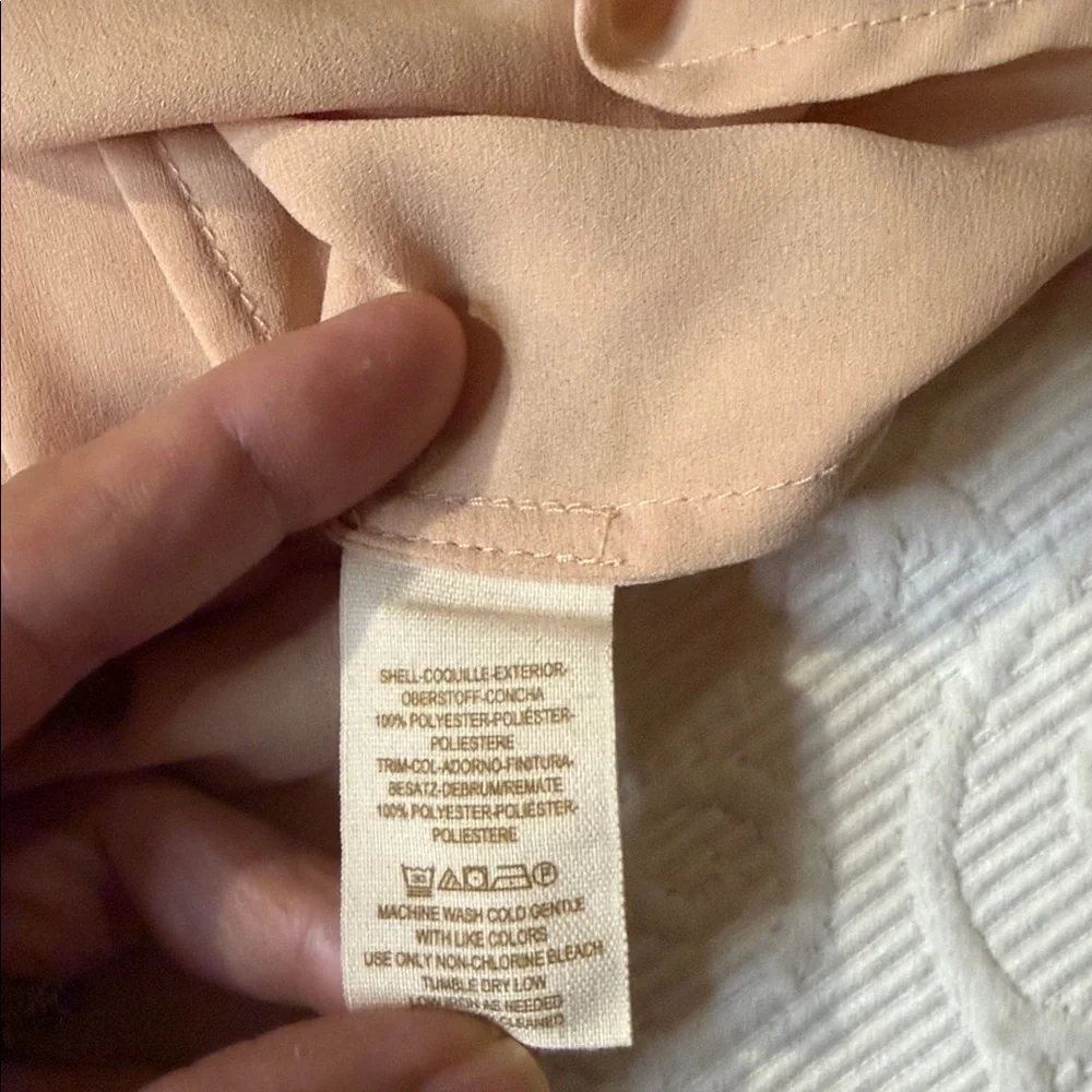 Free People Blouse Hidden Button Down Front. Size XS. Sheer Satin Trim. Pocket